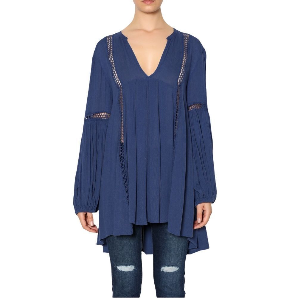 𝅺FIRST Love Navy Boho Tunic Dress Size S